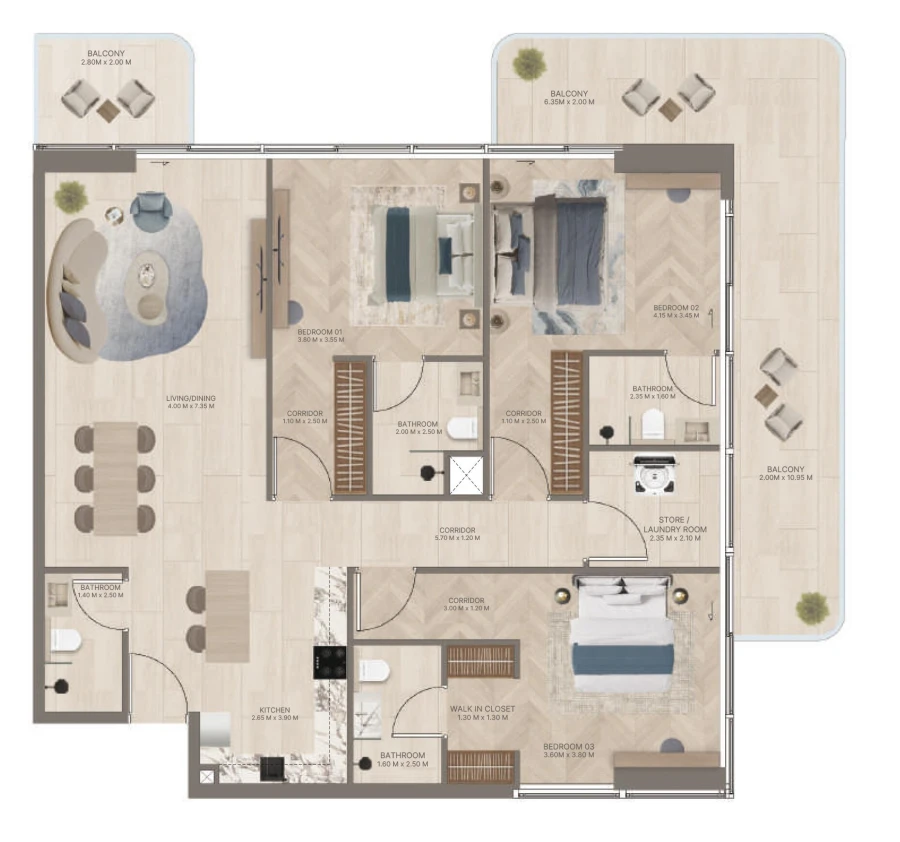 3 BR — 3 Bedroom Type A2