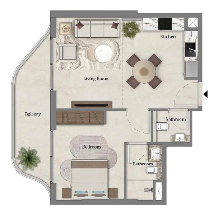 1 BR — 1 Bedroom Type B