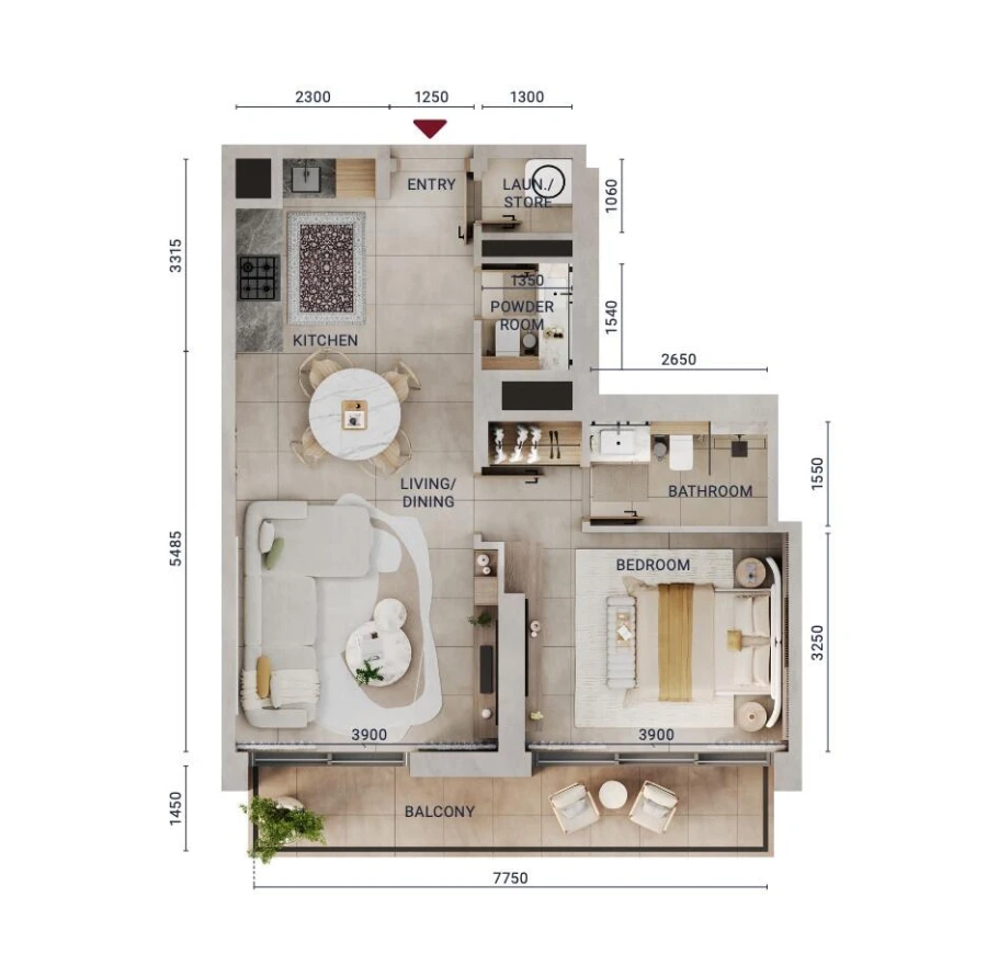 1 BR — 1 BEDROOM APARTMENT TYPE 1 B