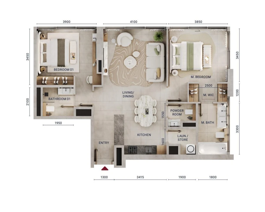 2 BR — 2 BEDROOM APARTMENT TYPE 2