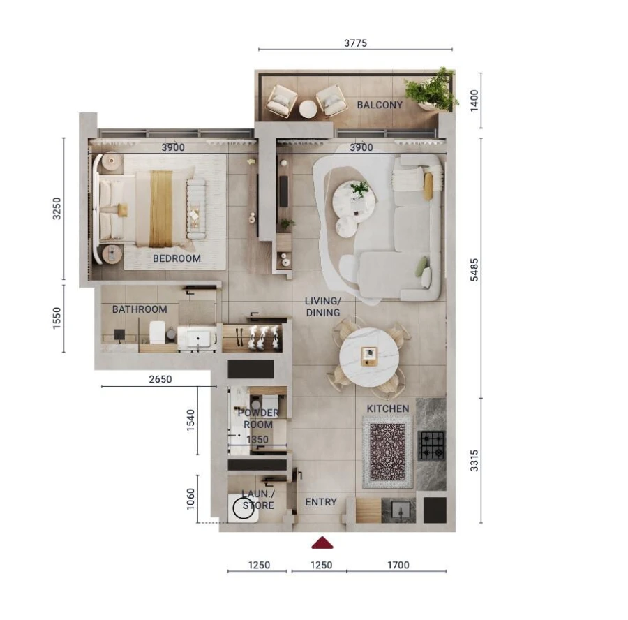 1 BR — 1 BEDROOM APARTMENT TYPE 1 C
