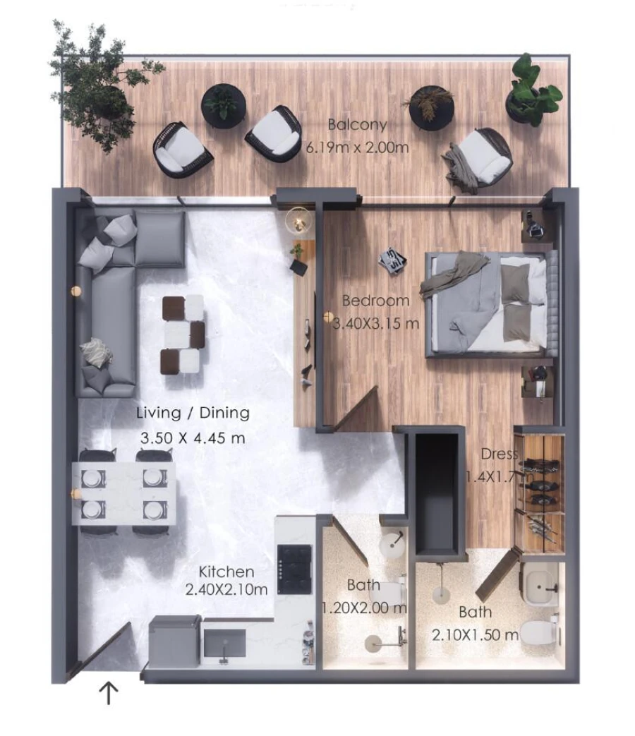 1 BR — 1 Bedroom Type 01