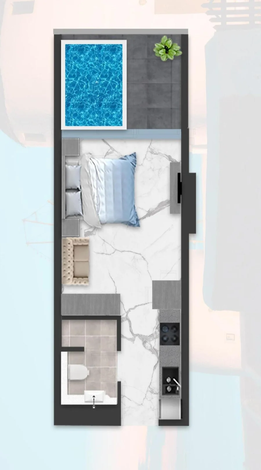 Studio — Studio with pool