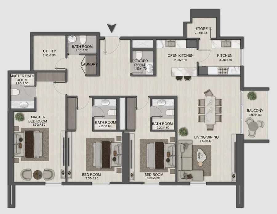 3 BR — 3 Bedroom Type A1