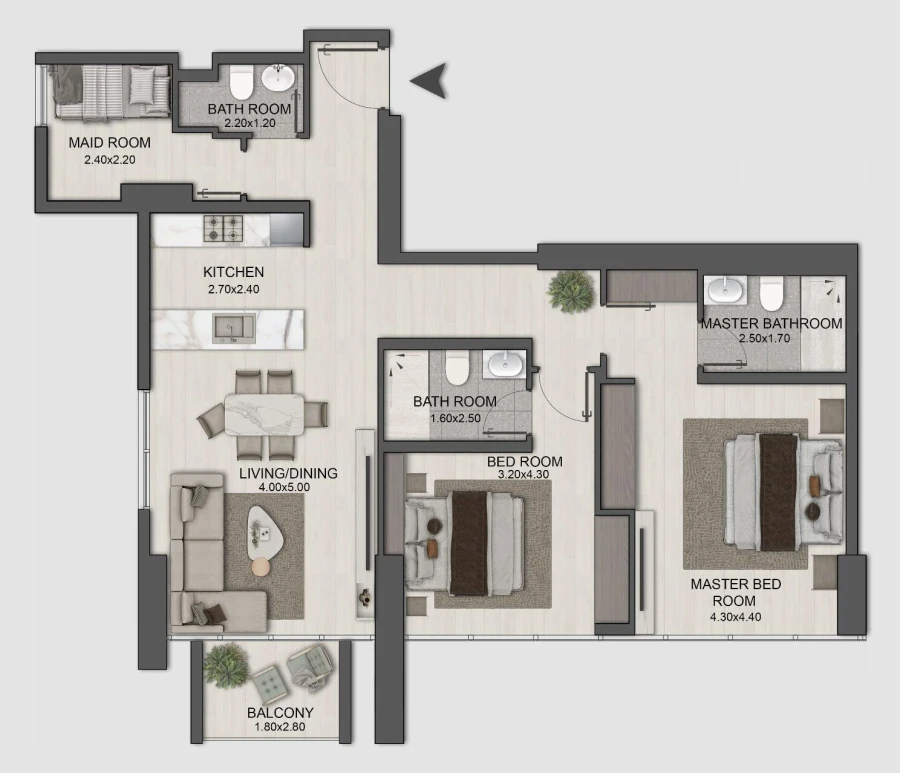 2 BR — 2 Bedroom Type C1