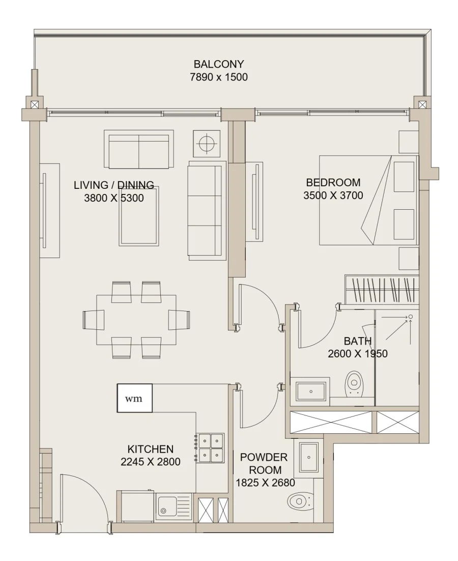 1 BR — 1 Bedroom Type E
