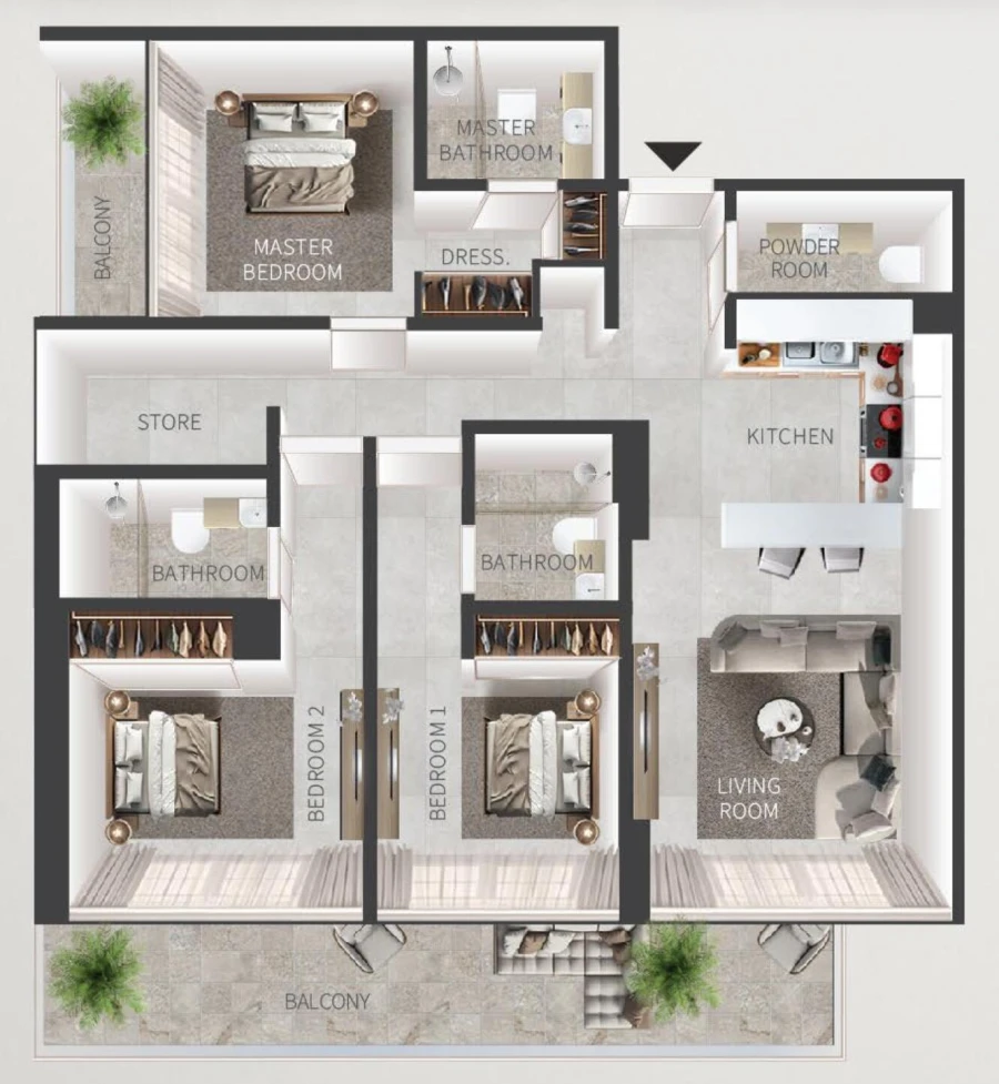 3 BR — 3 Bedroom Type A