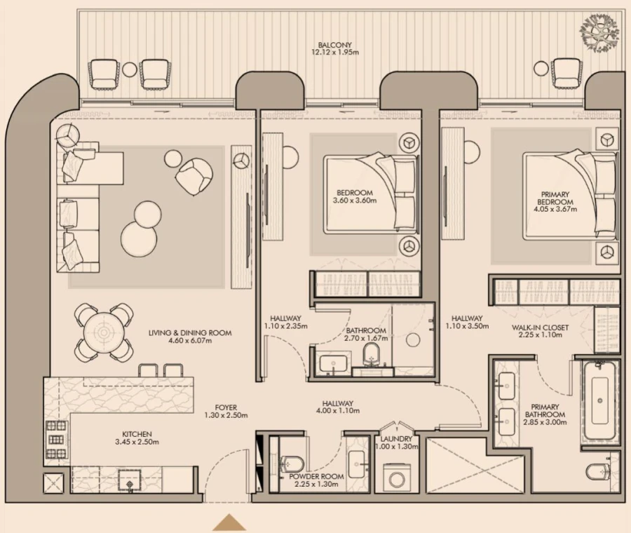 2 BR — 2-Bedroom Type B1-2B