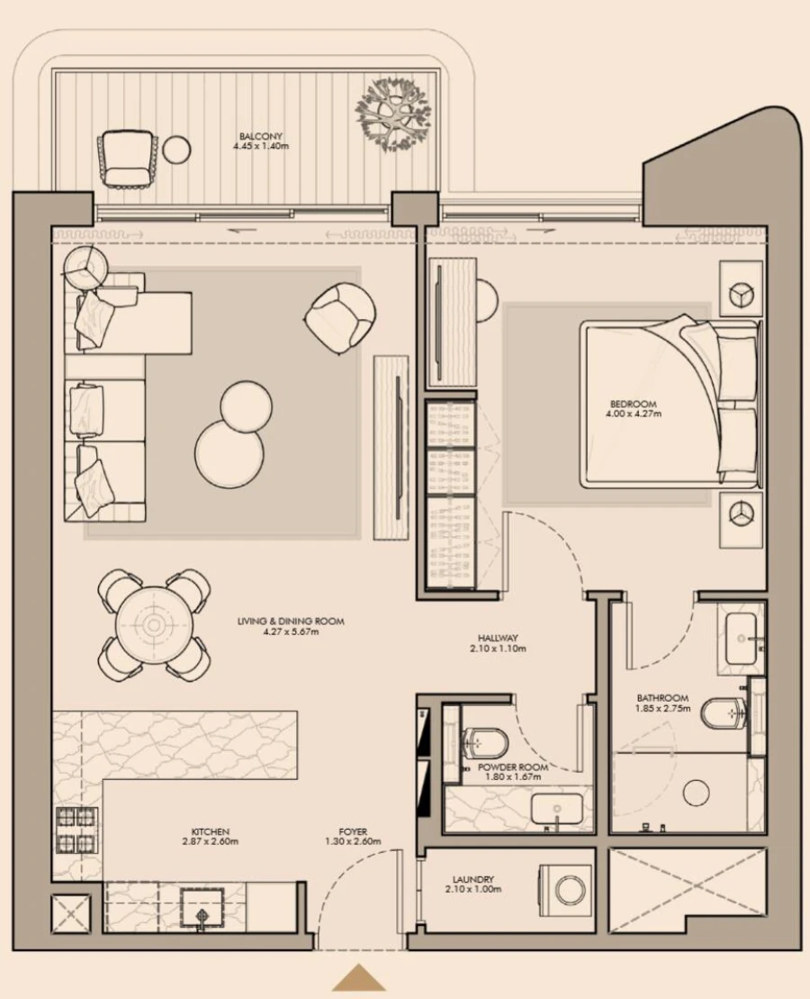 1 BR — 1-Bedroom Type B1-1E
