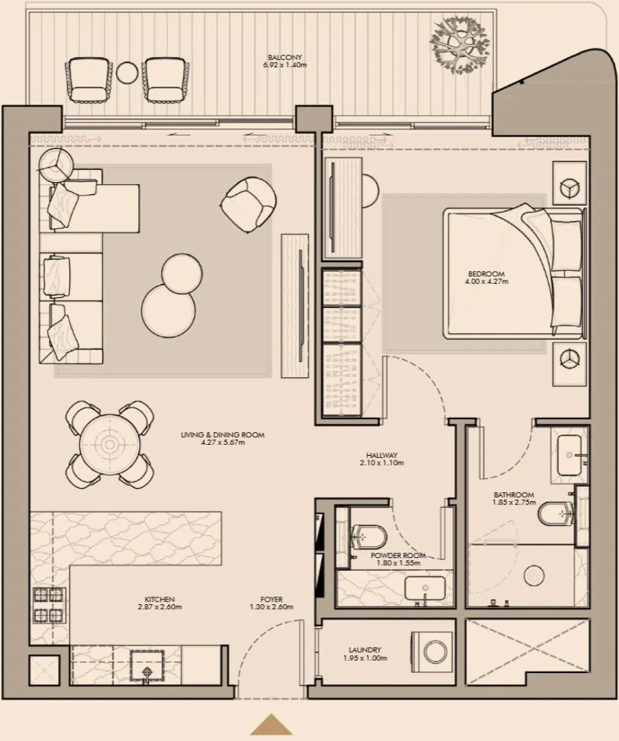 1 BR — 1-Bedroom Type B1-1B