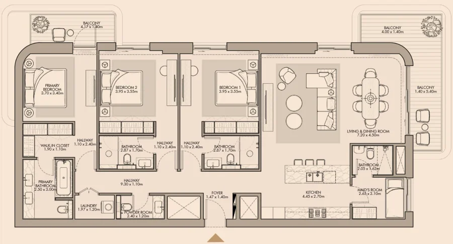 3 BR — 3-Bedroom Type B1-3B
