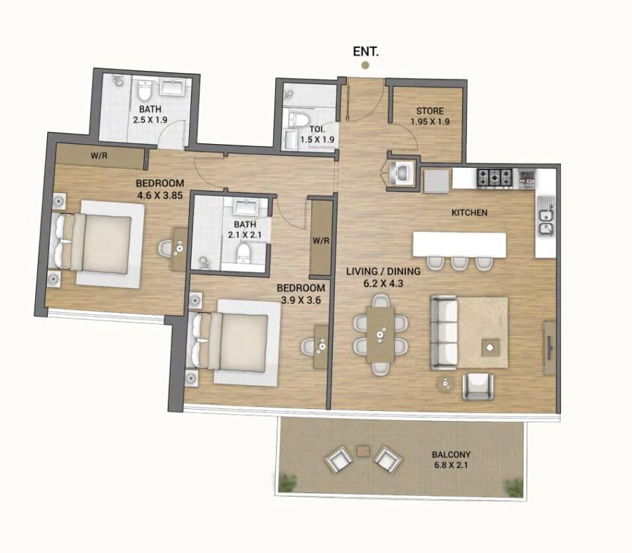 2 BR — 2BR type 1