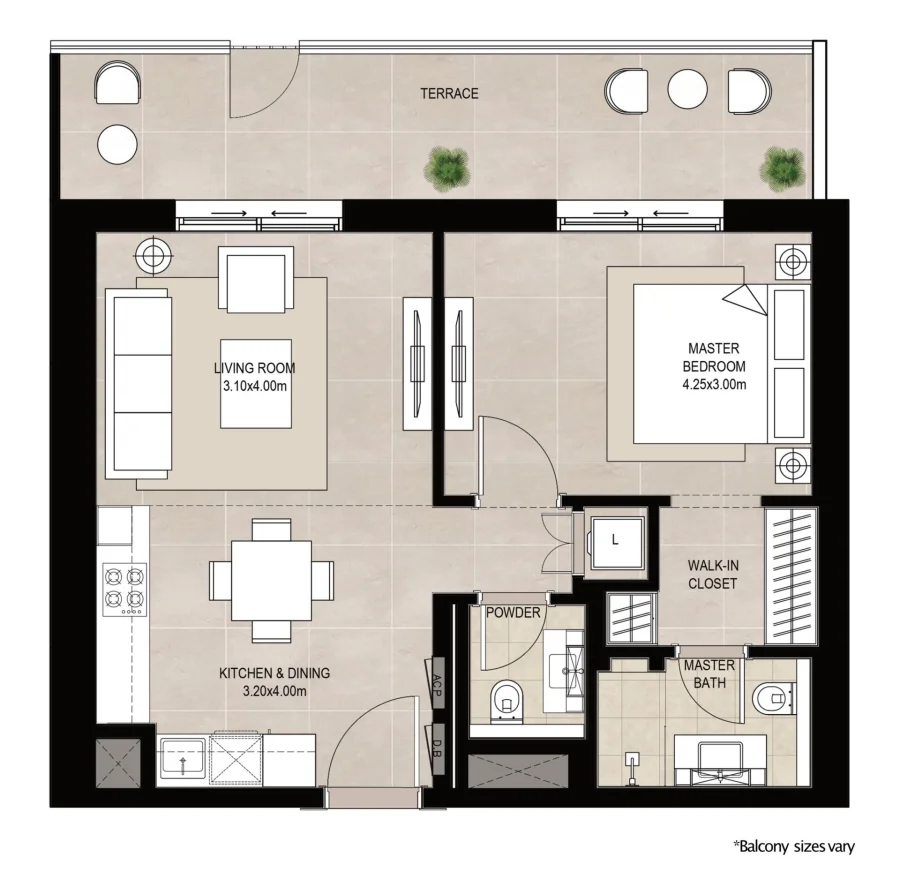 1 BR — 1 Bedroom Type A4
