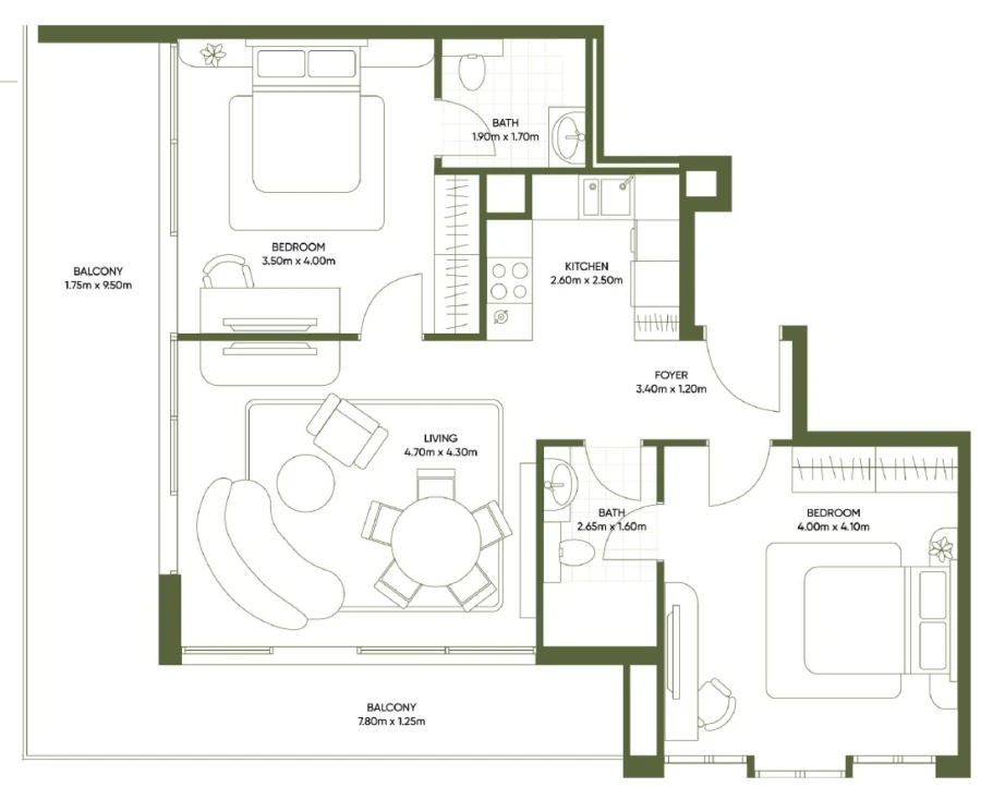 2 BR — 2 Bedroom Type 1