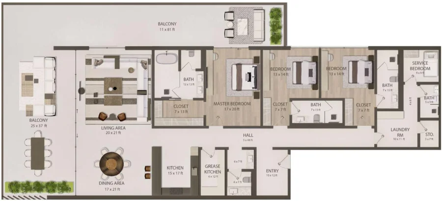 3 BR — 3 Bedroom Type 2