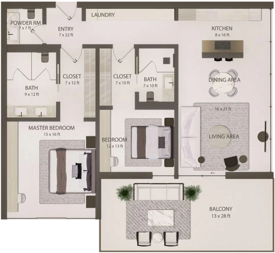 2 BR — 2 Bedroom Suite Type 1