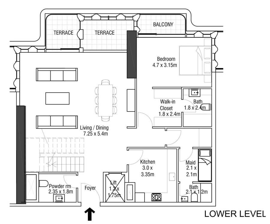 3 BR — 3 Bedroom Duplex Type A