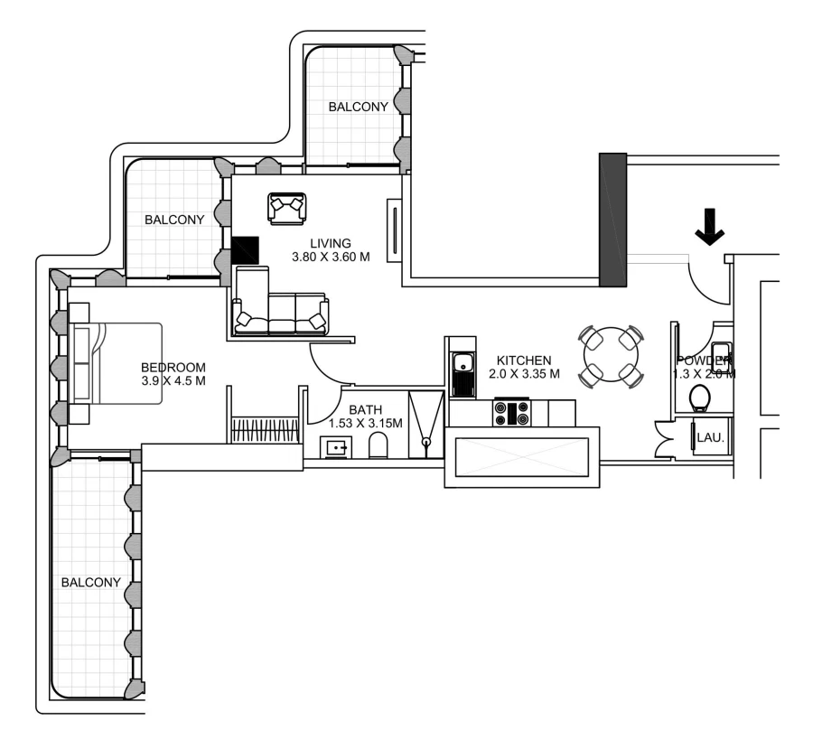 1 BR — 1 Bedroom Type E
