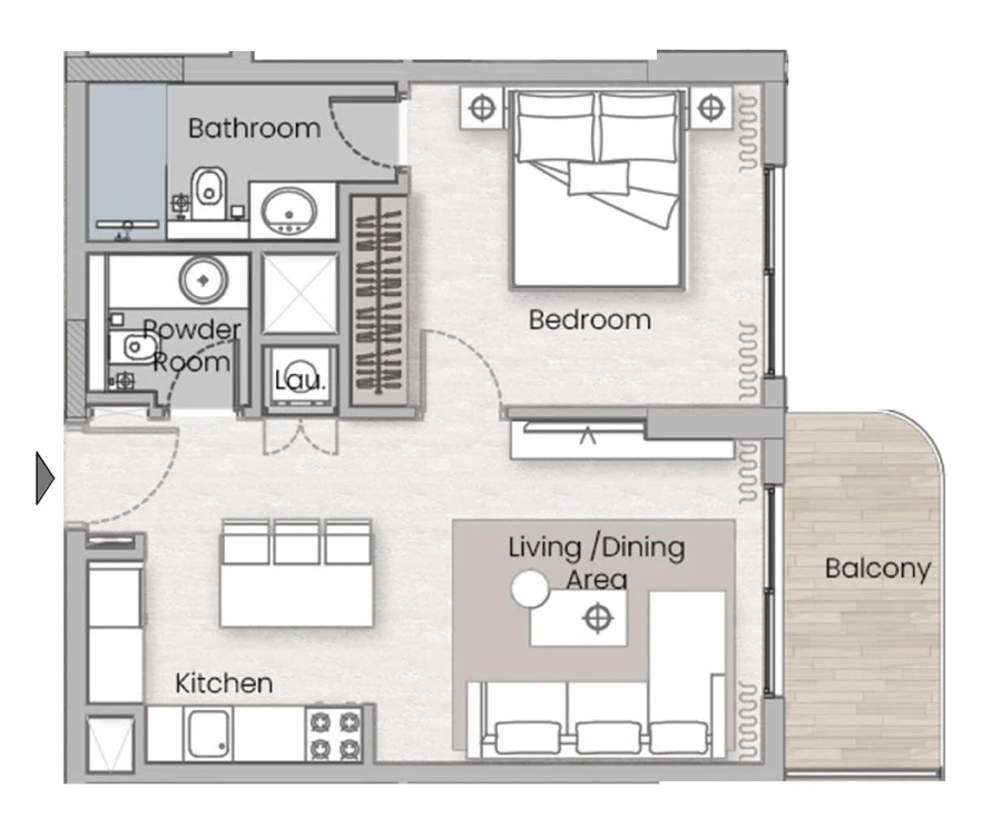 1 BR — 1 Bedroom Type B