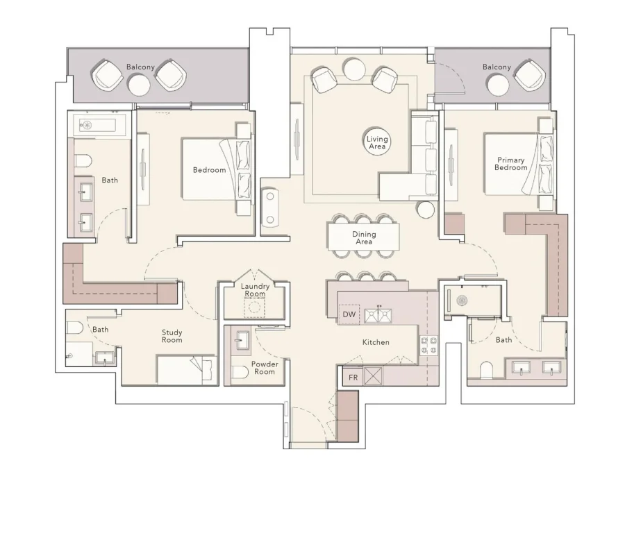 2 BR — 2 BEDROOM + S TYPE B