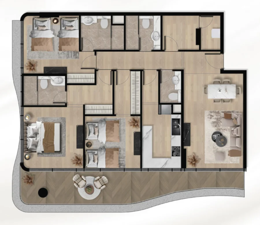 3 BR — 3 Bedroom Type A