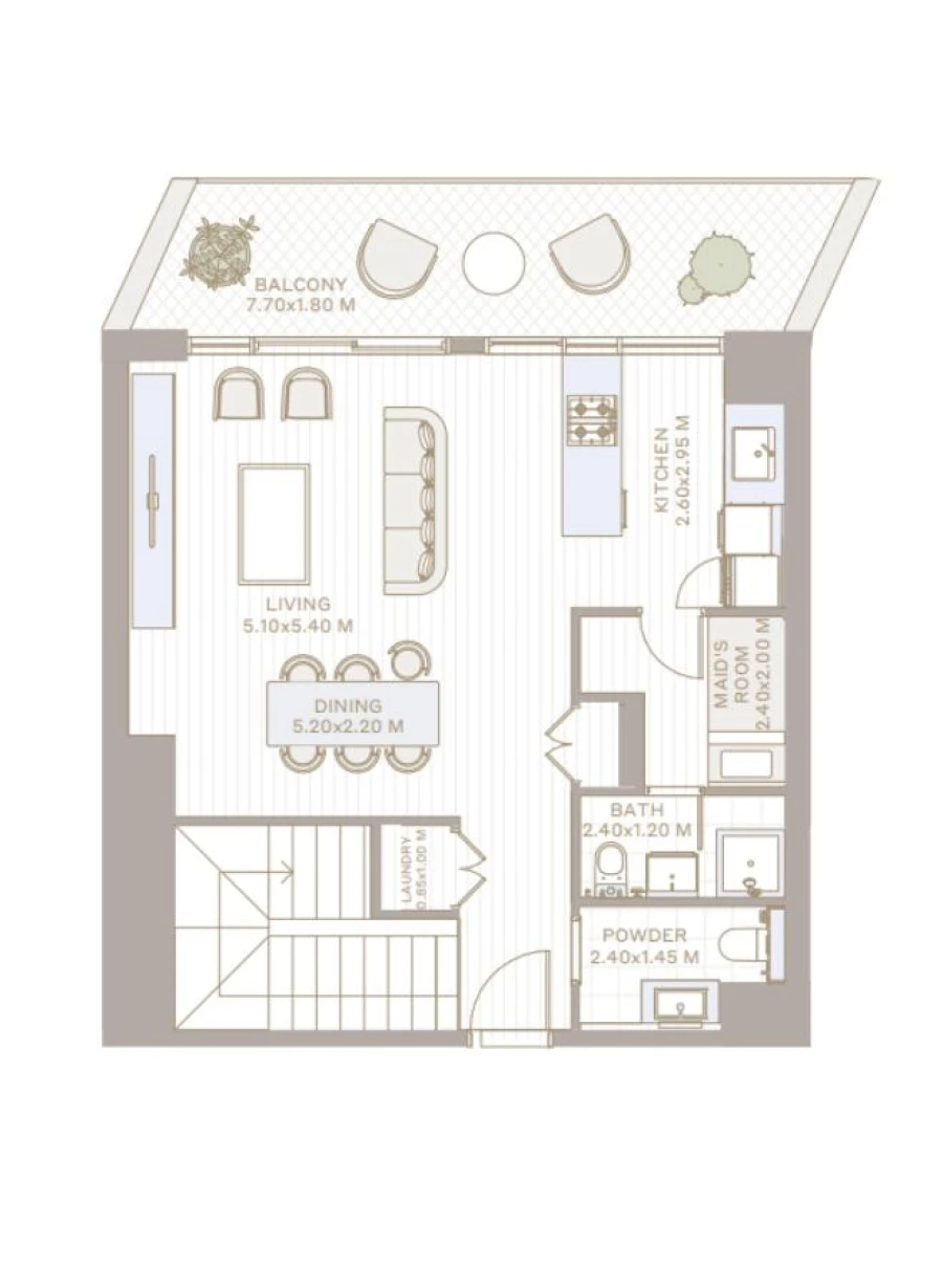 2 BR — 2 Bedroom Duplex Type 1