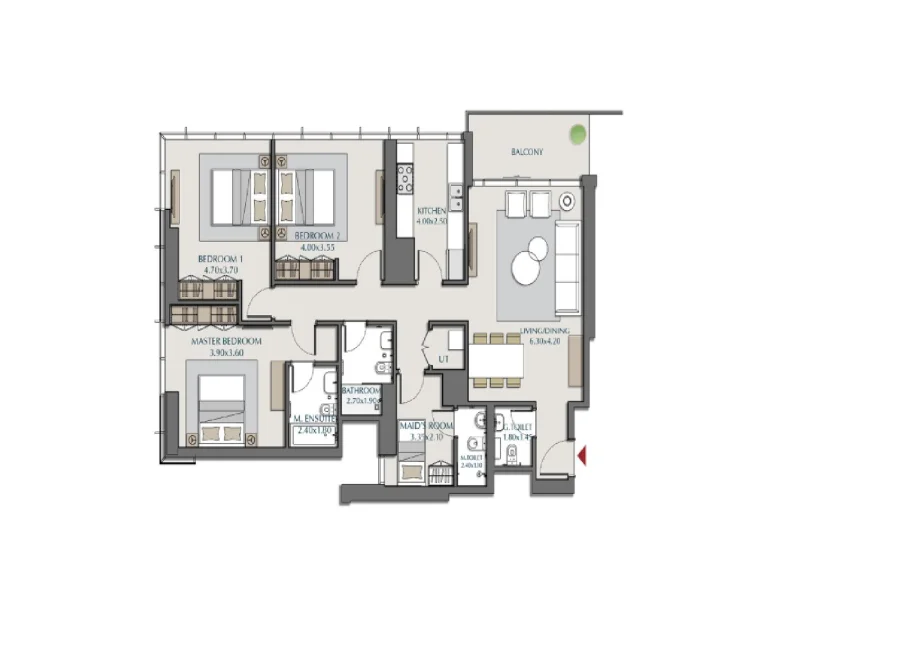 3 BR — 4 BEDROOM TYPE 1A-1