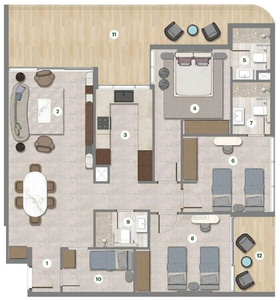 3 BR — 3 Bedroom Type A