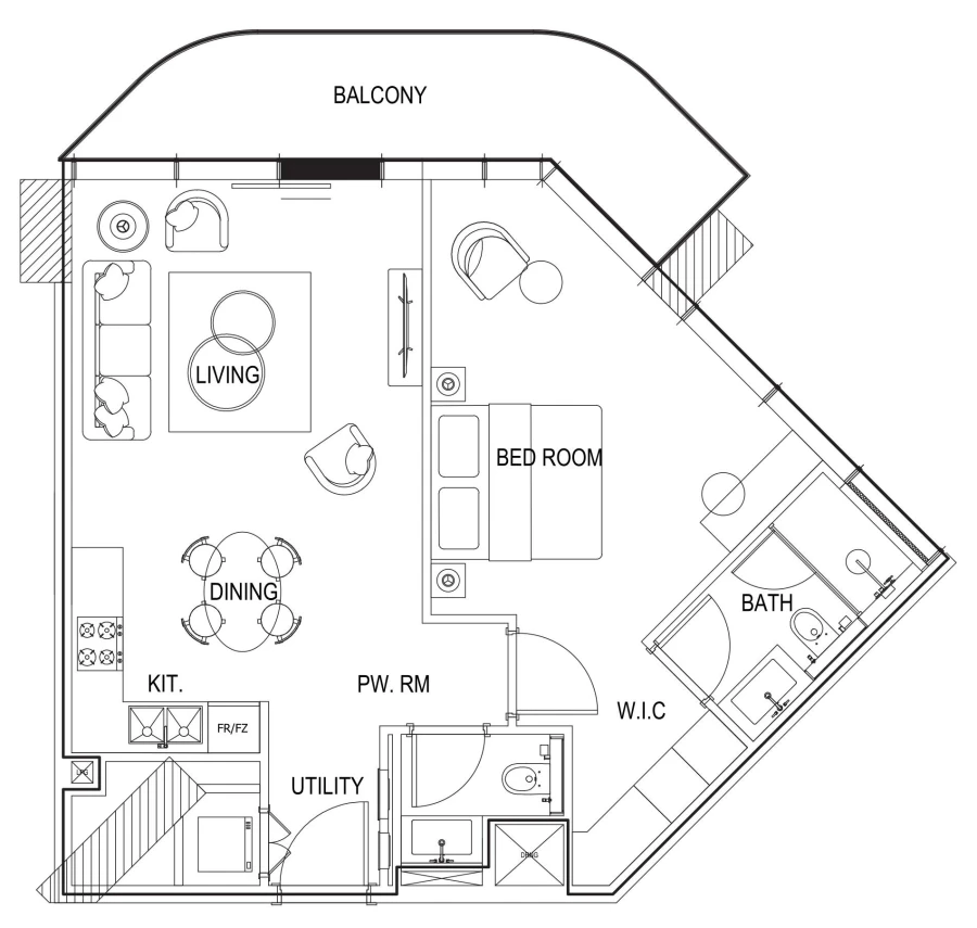 1 BR — 1 Bedroom Type 01