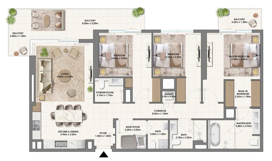 3 BR — 3 Bedroom Type A