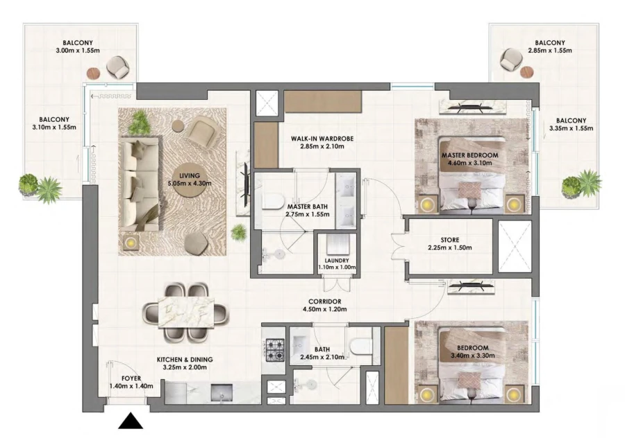 2 BR — 2 Bedroom Type A1