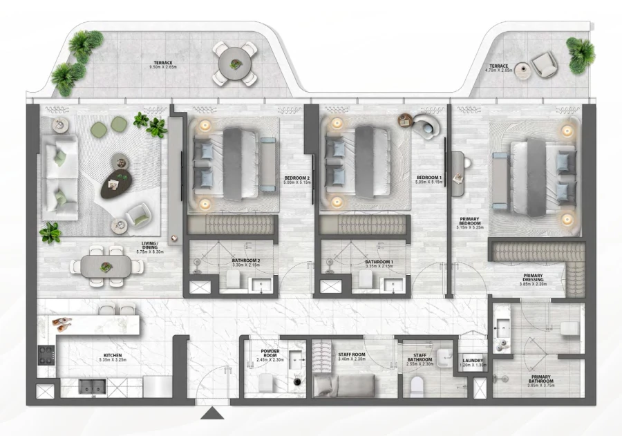 3 BR — 3 Bedroom Type 01 Residence