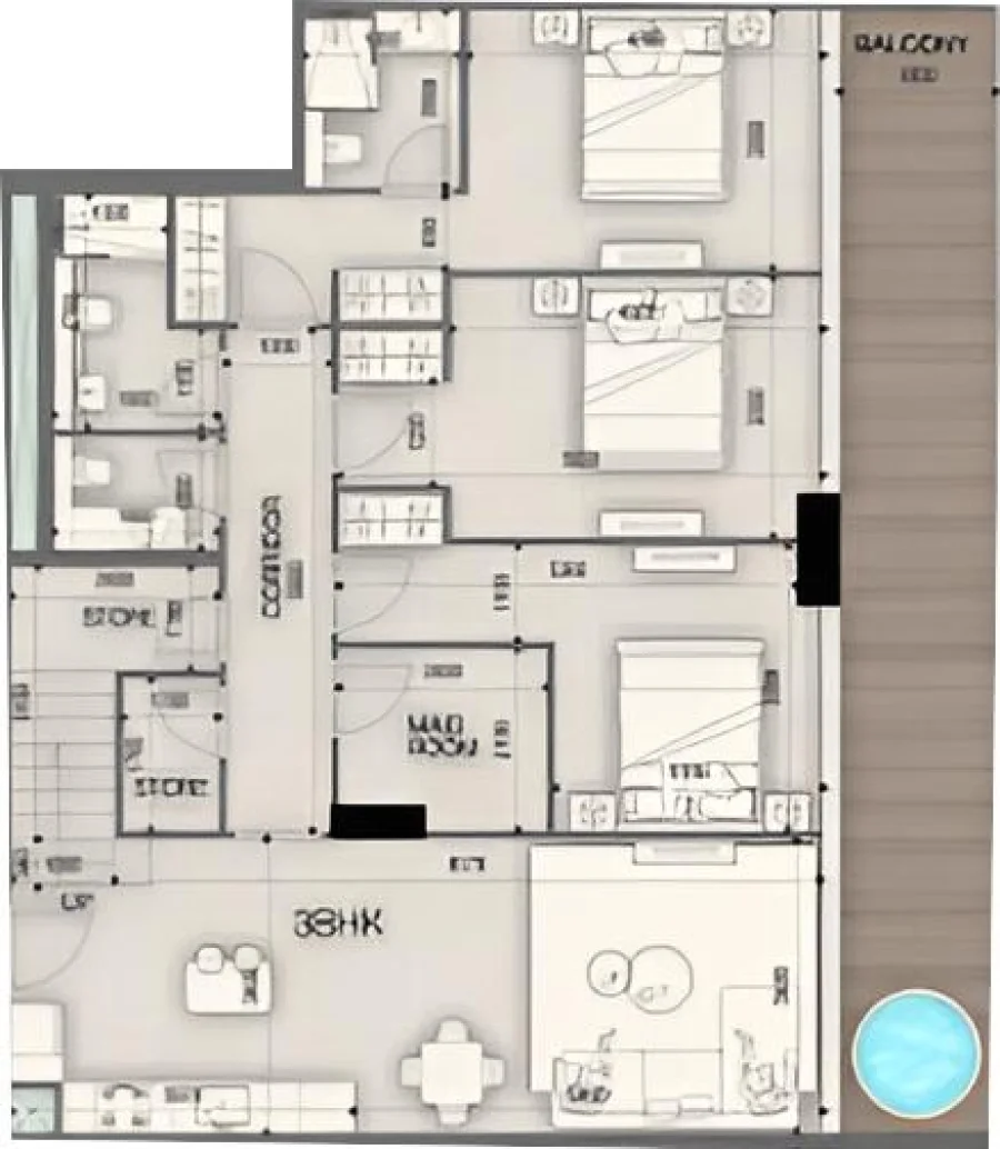 3 BR — 3 Bedroom Penthouse