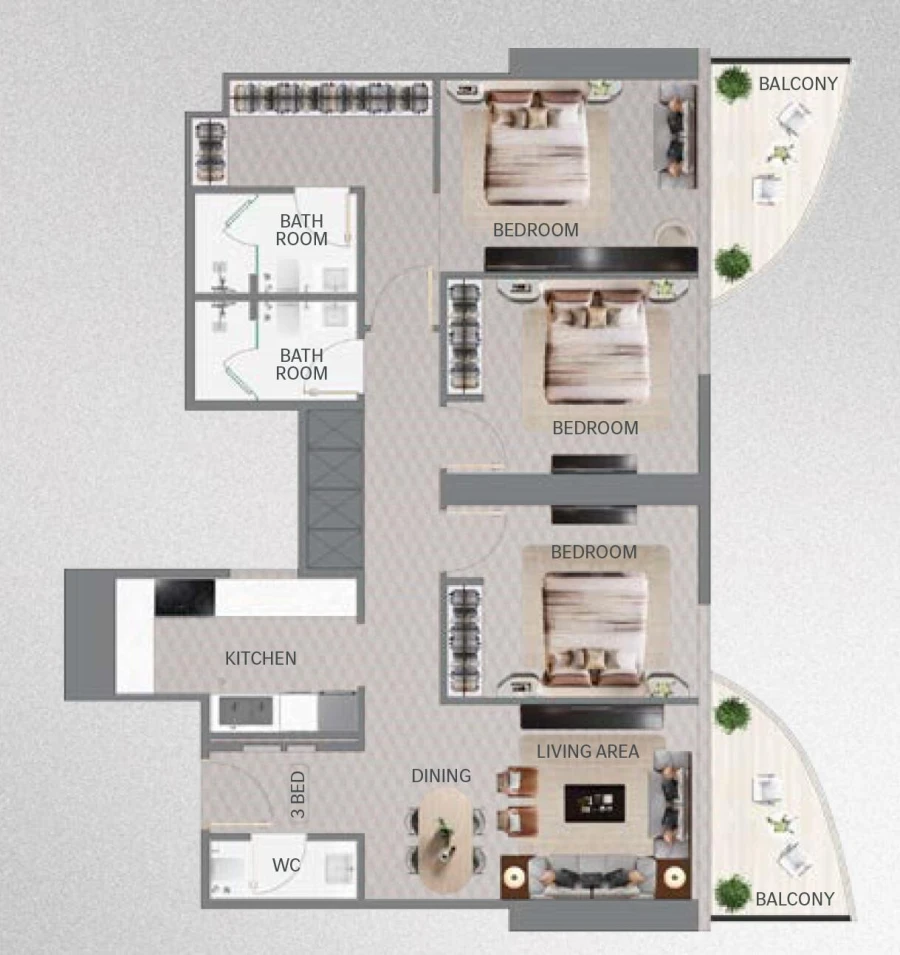 3 BR — 3 Bedroom Type 1