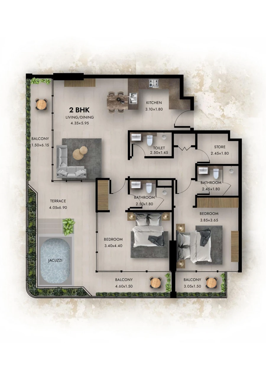 2 BR — 2 Bedroom Type 1