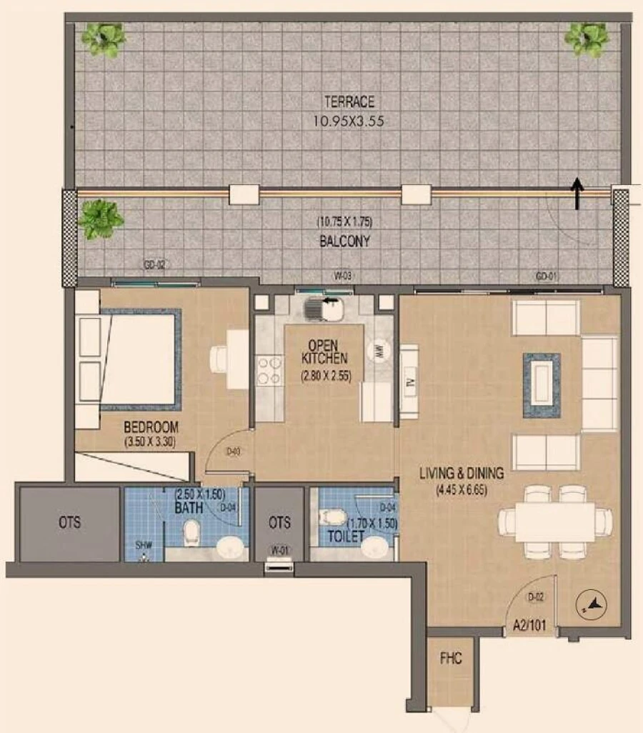 1 BR — 1 Bedroom Type A2
