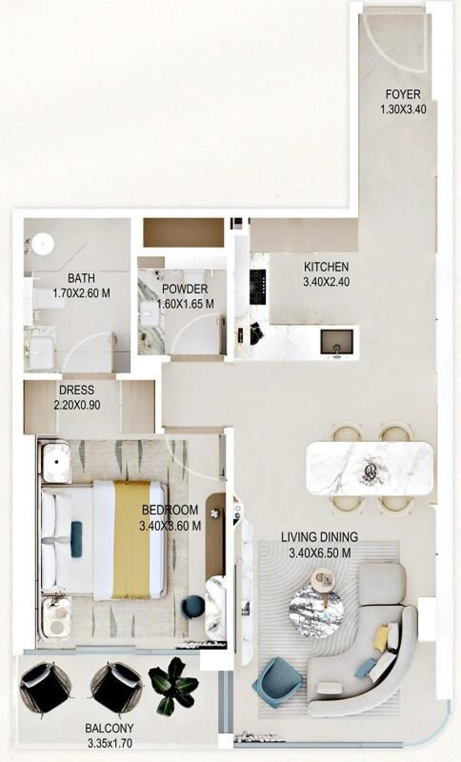 1 BR — 1 Bedroom Type C