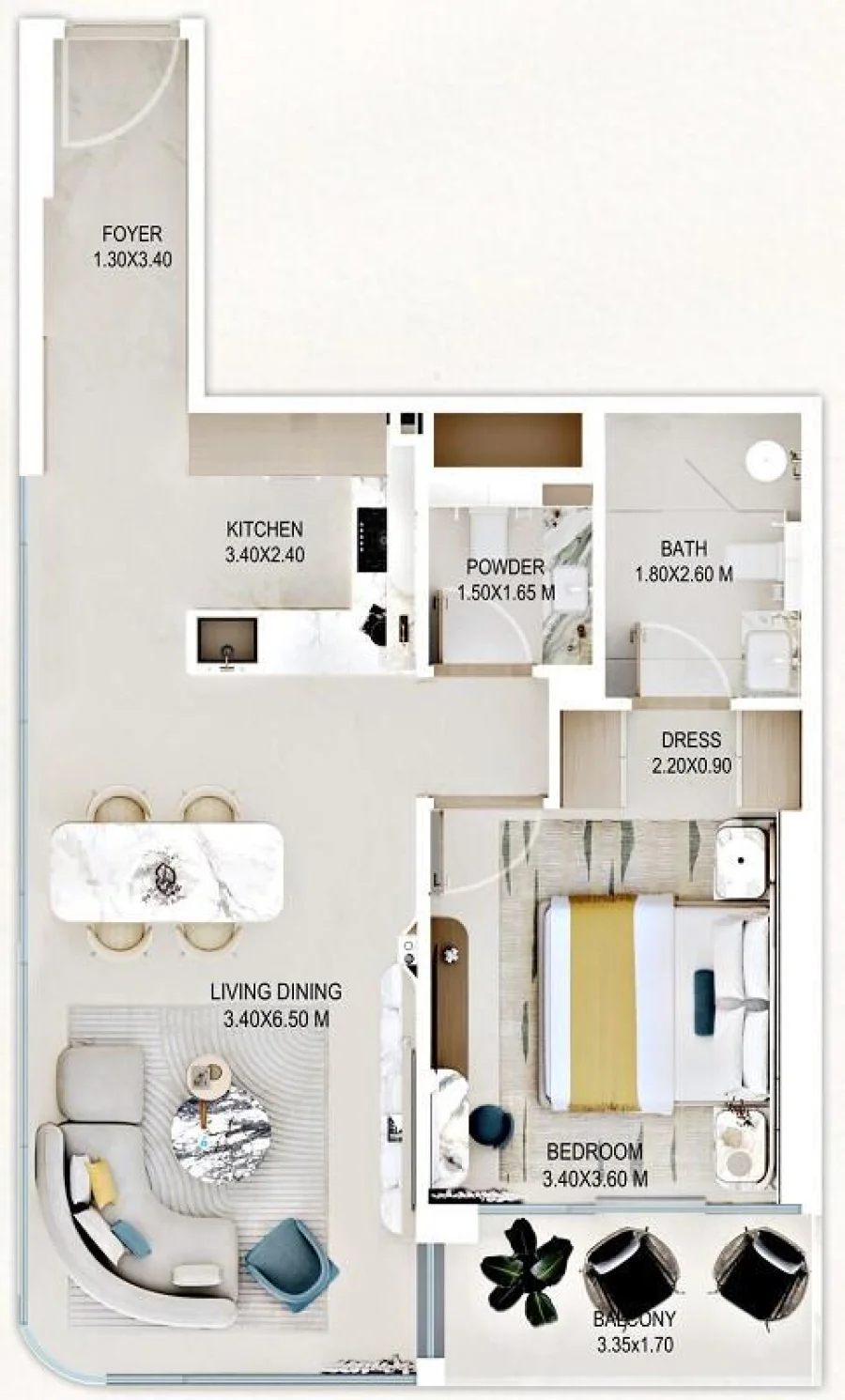 1 BR — 1 Bedroom Type B
