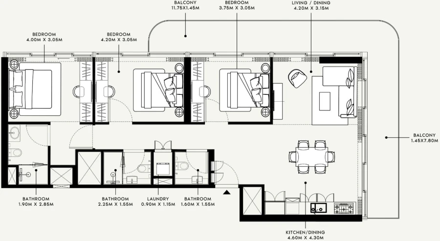 3 BR — 3 Bedroom Type 1