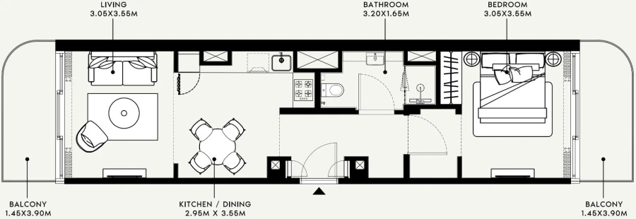1 BR — 1 Bedroom Type 7