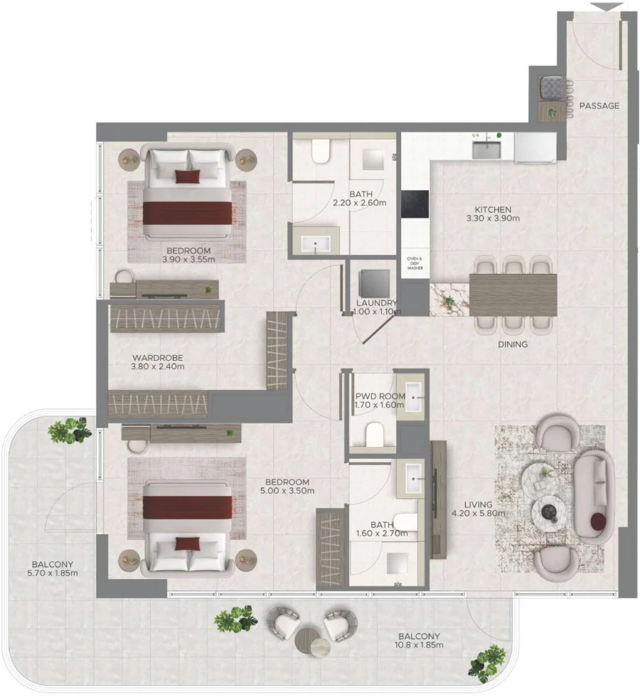 2 BR — 2 Bedroom Type C1