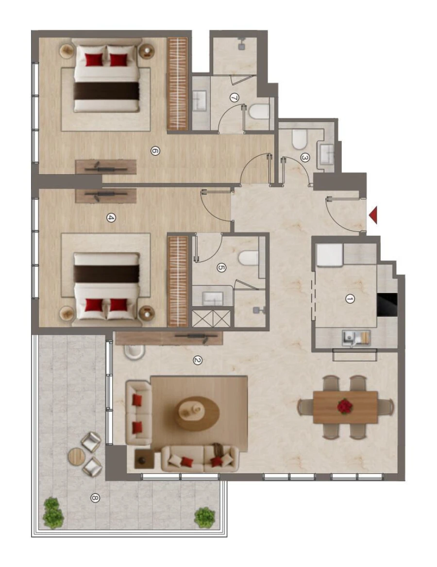 2 BR — 2 Bedroom Type 1