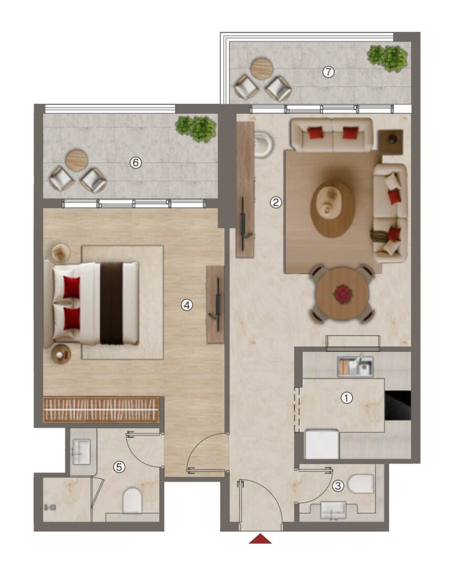1 BR — 1 Bedroom Type 1