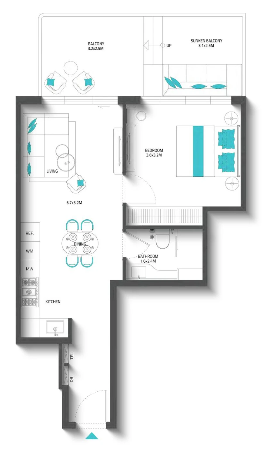 1 BR — 1 Bedroom Type 3 (mirror)