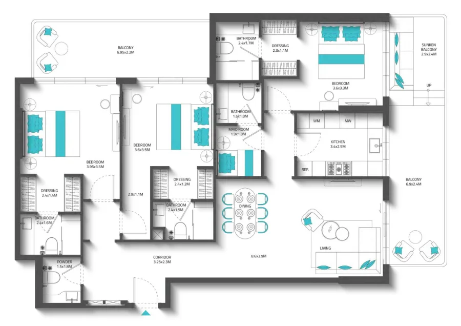 3 BR — 3 Bedroom Type 2
