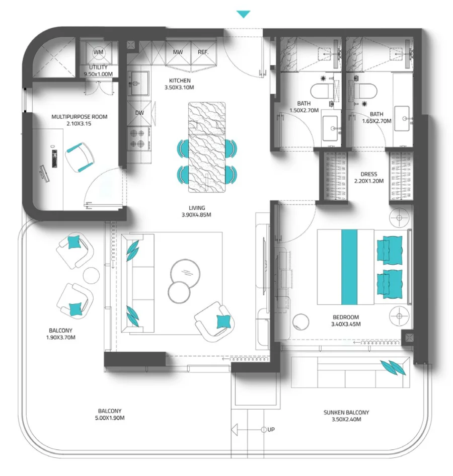 1 BR — 1 BHK MULTIPURPOSE TYPE 1