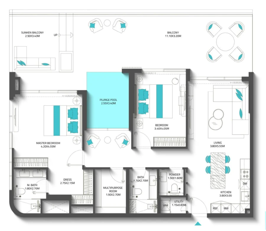 2 BR — 2 BHK MULTIPURPOSE TYPE 4