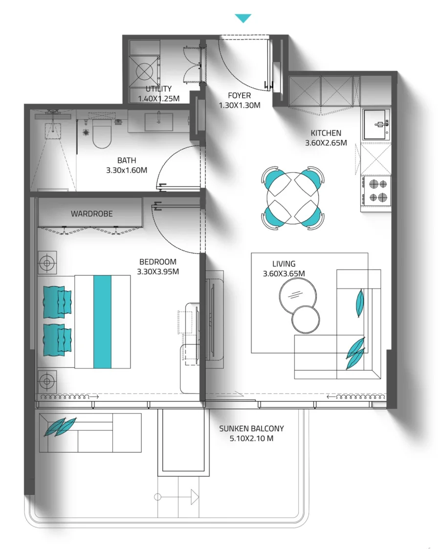 1 BR — 1 BHK Type 6