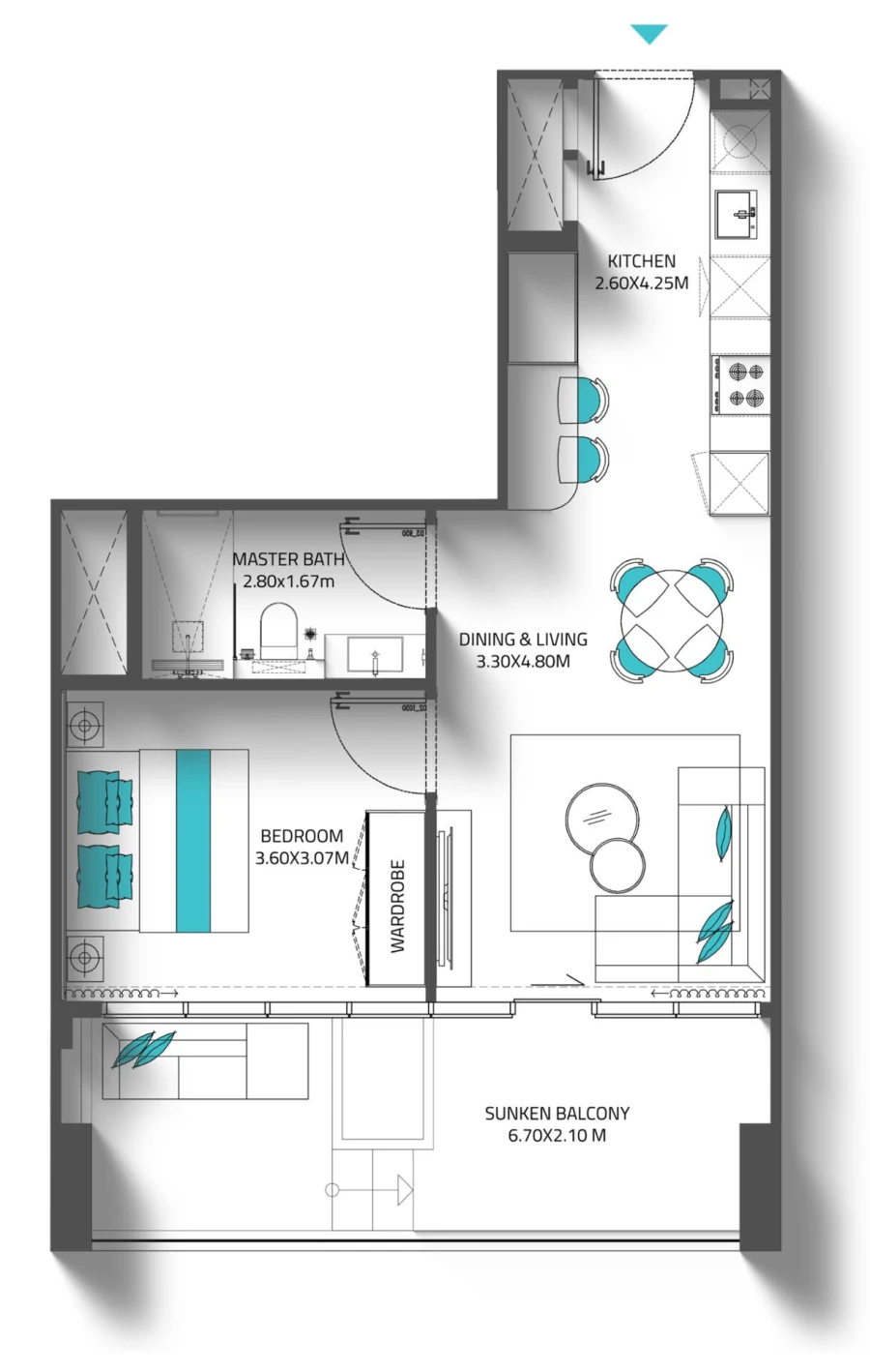 1 BR — 1 BHK Type 4