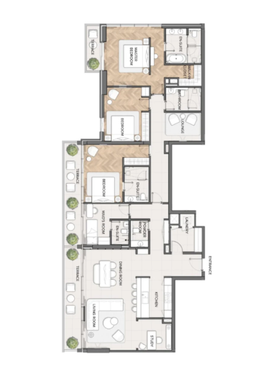 3 BR — 3 Bedroom + Study